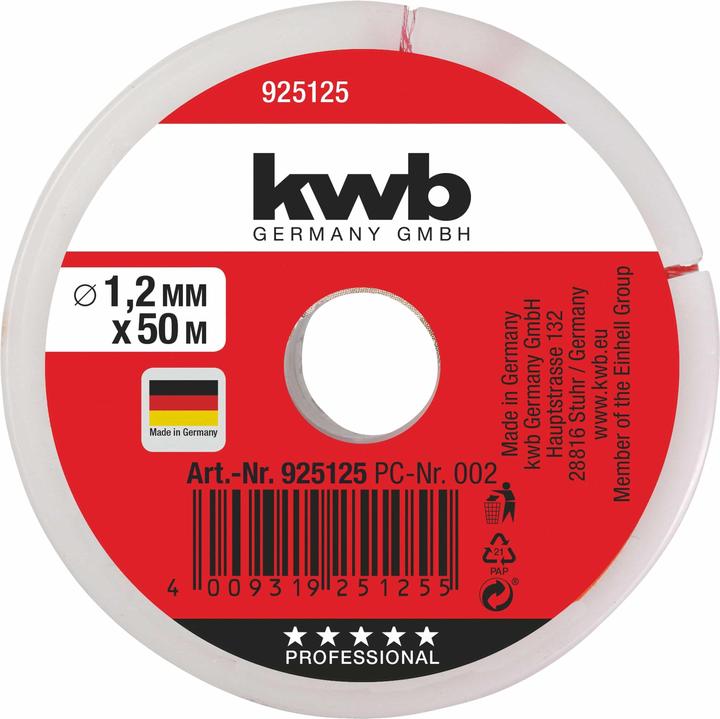 Produktbild kwb 925125 Maurerschnur 1,2 mm Rot 50 m (50 m)