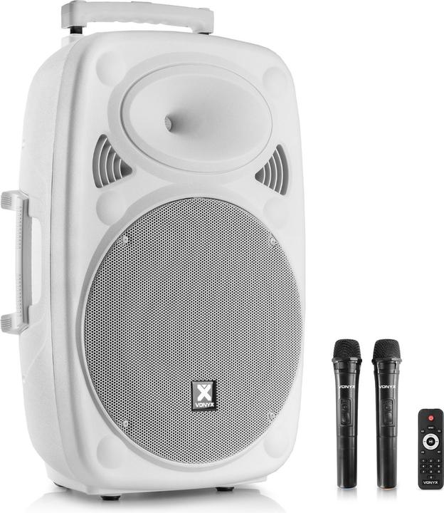 Produktbild Vonyx geluidsinstallatie - Verve46 - Bluetooth speaker met twee draadloze microfoons - 1000W - Wit (Aktiv, 1x 1000 W)