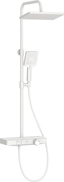 Produktbild Emke Duschsystem mit Thermostat, Handbrause + Regendusche(3 Strahlstärken) + Unterer Auslass, Weiss