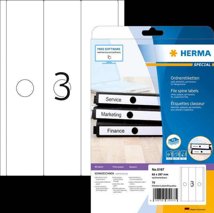 Productafbeelding HERMA A4 etiketten voor hangmappen