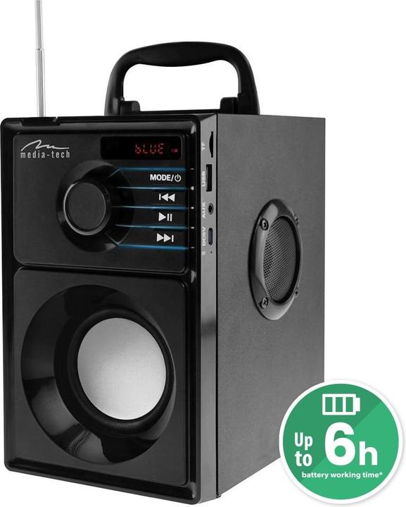Actual product image Media-Tech Głośnik bezprzewodowy Boombox MT3179 15W USB-C Srebrny (6 h, Rechargeable battery operated, USB power delivery)