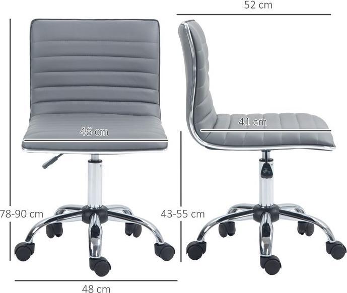 Produktbild Swisshandel24 Bürostuhl ohne Armlehnen, höhenverstellbar Drehstuhl mit Rollen, Hellgrau (43 - 55 cm)