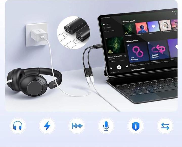 Immagine prodotto Ugreen USB-C Audio Adapter for Headphones and Charging (USB-C, USB-C)
