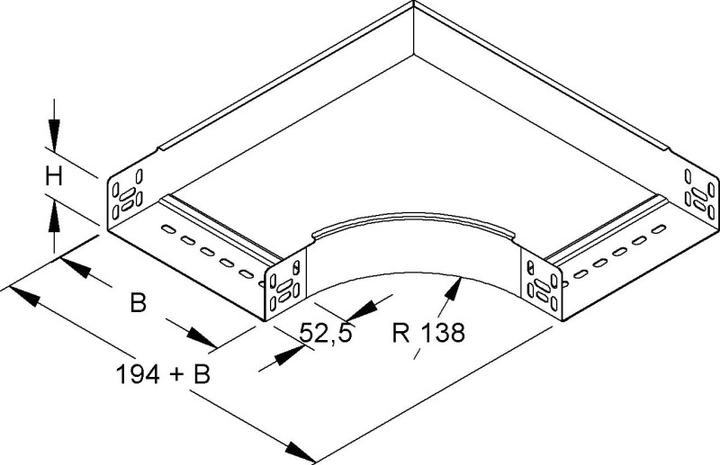 Actual product image Niedax NIE RES 60.070 Curve 90Â°, 60x72 mm, with unperforated side rails banded (6 cm)