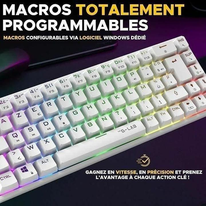 Actual product image The G-Lab Clavier Gamer mécanique sans fil Keyz Titanium TKL RGB (Blanc) (FR, Wireless)
