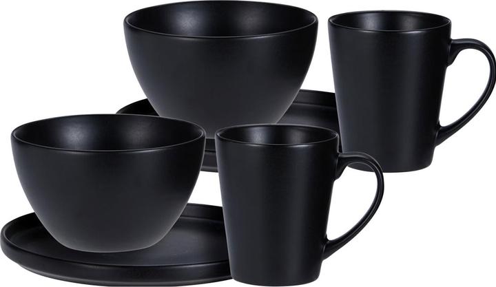 Produktbild Excellent Houseware Elegantes 6-tlg. Frühstücks-Set in Schwarz Matt: Edles Geschirr-Service für 2 Personen (6 Stk.)