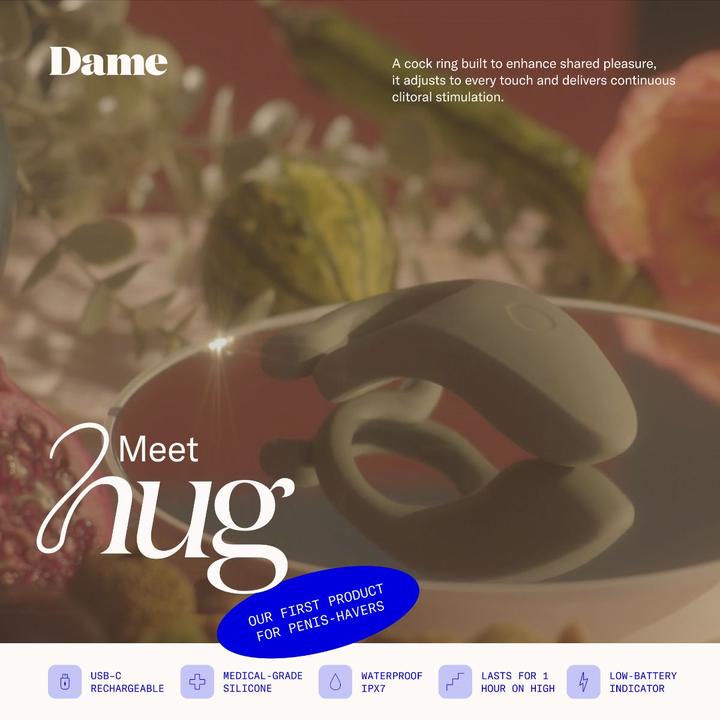 Actual product image Dame - Hug Adjustable Cock Ring - Steel Grey (4 cm)