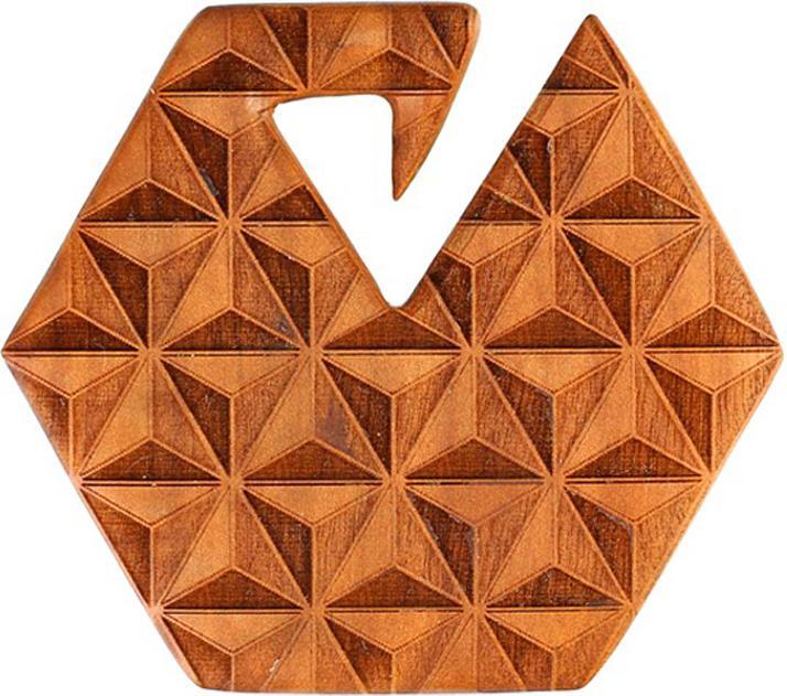 Produktbild Star Piercing Ohrgewicht Teller Hexagon 3D Illusion aus Sawo Holz (ohne Messing, Organisch)
