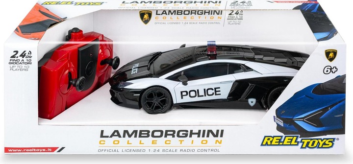 Productafbeelding Re.Eltoys LAMBORGHINI AVENTADOR COUPE' POLICE: Schaal 1:24 - Rc 2,4GHz - met koplampen - mat zwart
