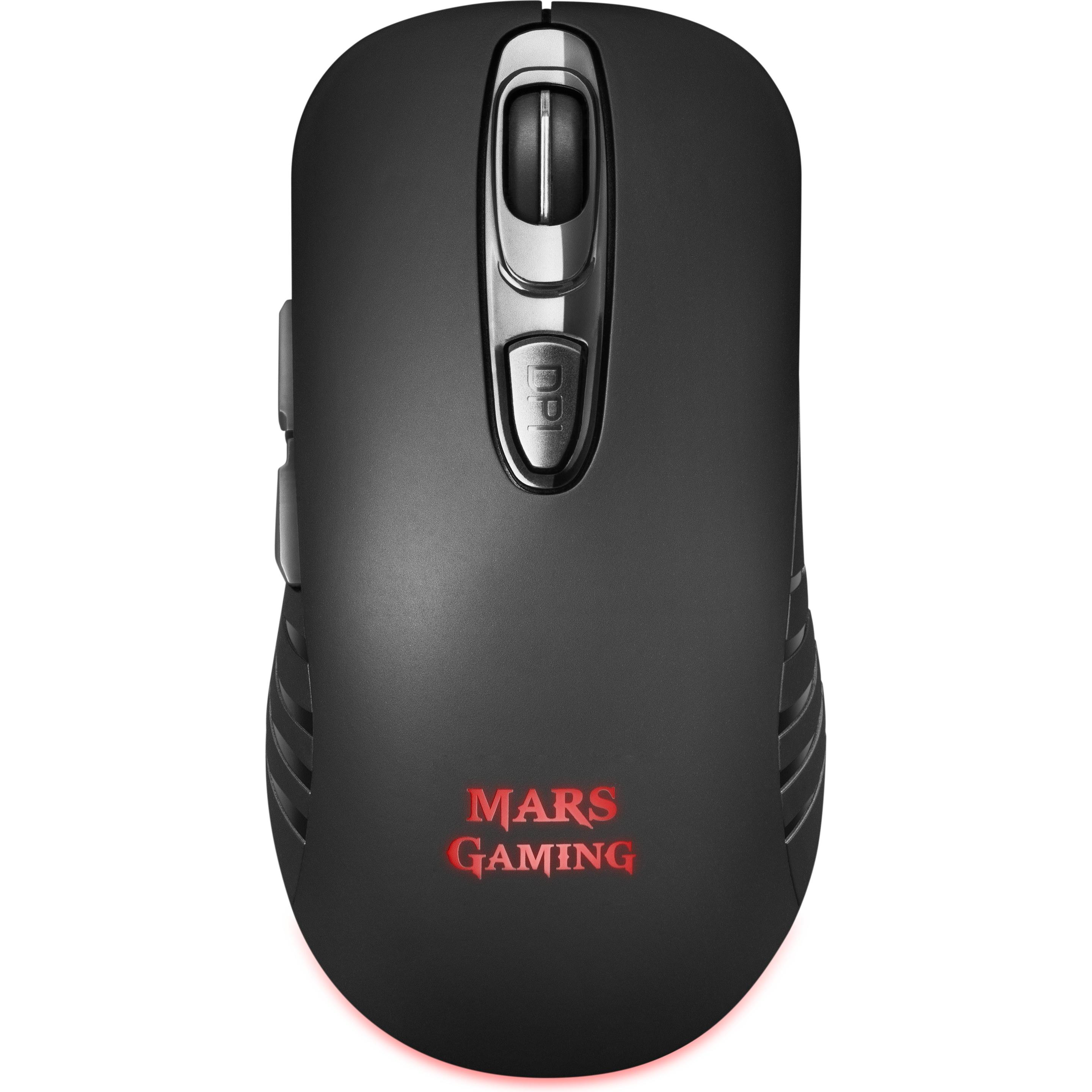 Mars Gaming MMW2 Wireless mouse for games with additional buttons (Kabellos), Maus, Schwarz