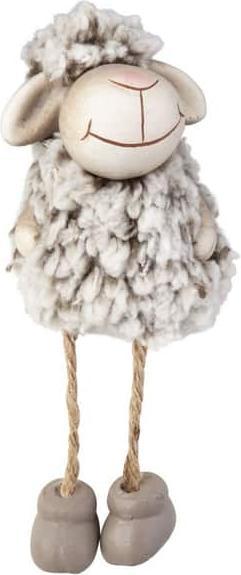 Actual product image MICA Living Sheep with dangling legs - made of ceramic and textile - approx. 6 x 5.5 x 7.5 cm - 1 piece