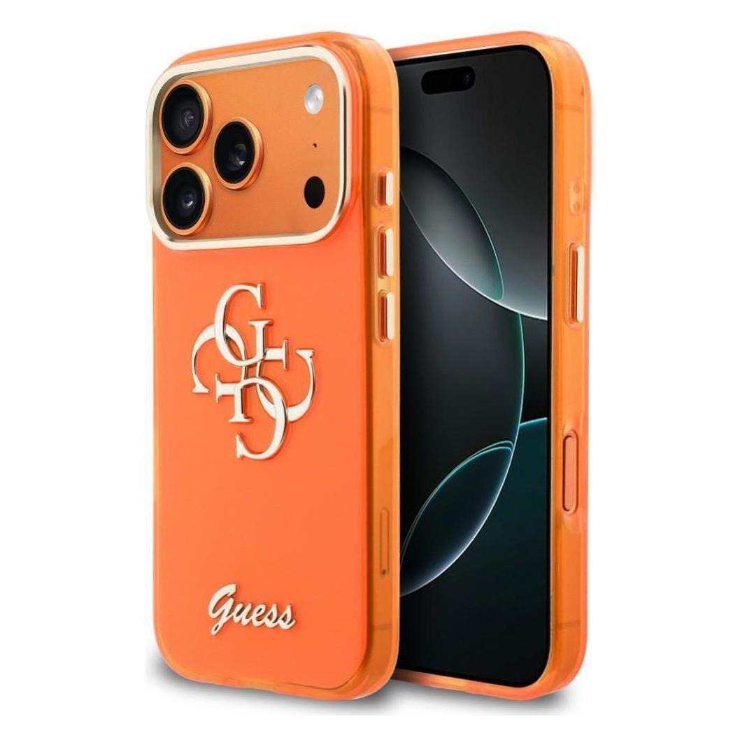 Guess Etui Iml 4G Script Metal Do IPhone 17 Pro Max Pomarańczowy (Apple IPhone 17 Pro Max), Smartphone Hülle, Orange