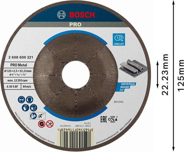 Produktbild Bosch Professional Zubehör PRO Metal Trennscheibe, 125 x 2,5 x 22,23 mm