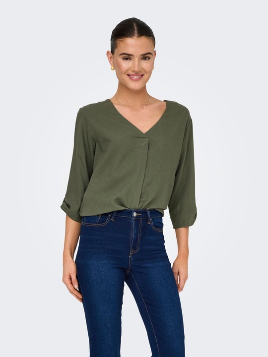 Produktbild JdY Normal geschnitten V-Ausschnitt Umgeschlagene Ärmelbündchen Top Top (L)