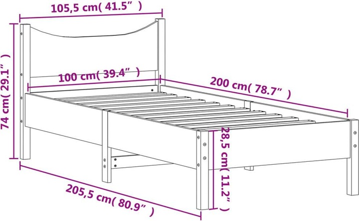 Produktbild VidaXL Bett Kiefer (135 x 190 cm)