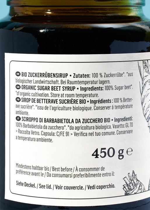 Valeurs nutritives et ingrédients KoRo Sirop de betterave à sucre bio (3600 g)