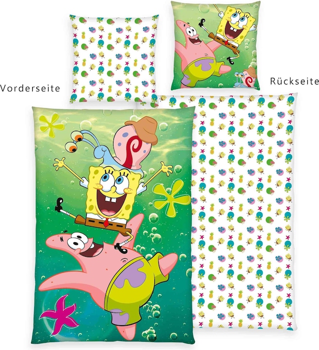 Produktbild Herding Spongebob Schwammkopf Bettwäsche 135 x 200 cm / 80 x 80 cm