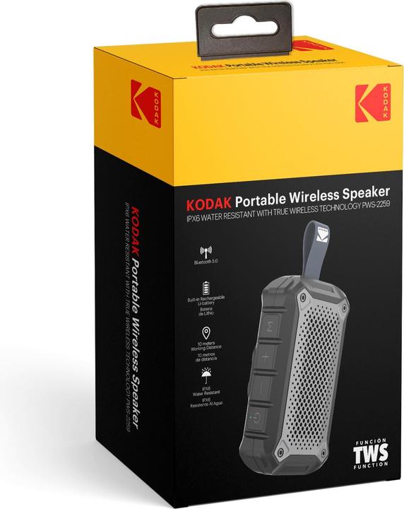 Actual product image Kodak PWS-2259 5 watt speaker with IPX6 standard (12 h, Electrical connection)