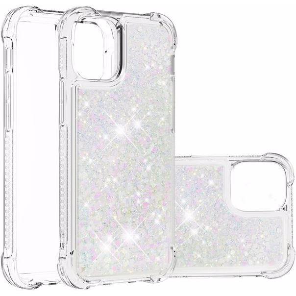 MU Style Glitter Softcase Hülle (Apple iPhone 13 Pro), Smartphone Hülle, Silber