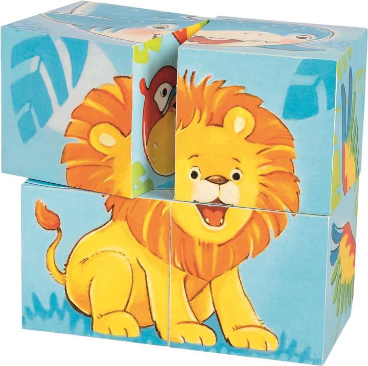 Productafbeelding Goki Wilde dieren kubus puzzel (4 onderdelen)