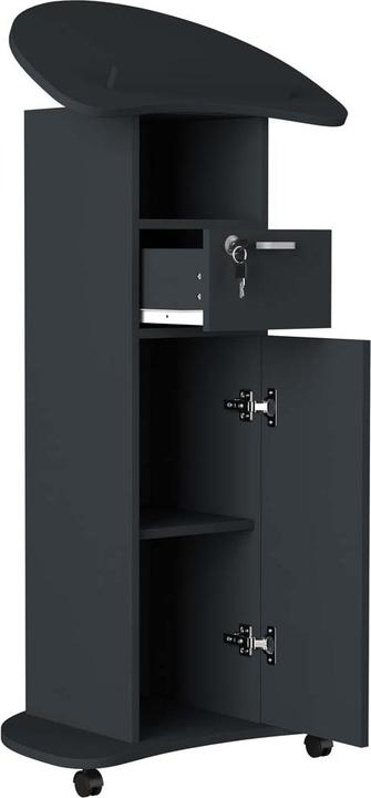 Immagine prodotto VCM Scrivania in piedi in legno Leggio Tavolo mobile in piedi Ruote rotanti Cassetto Redola Porta (56 x 37 x 110 cm)