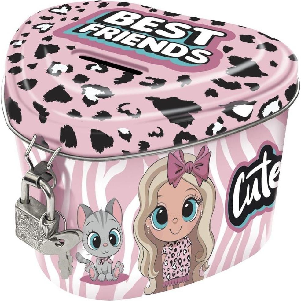 Derform, Salvadanaio, Sparschwein mit Herz-Vorhängeschloss Best Friends 10