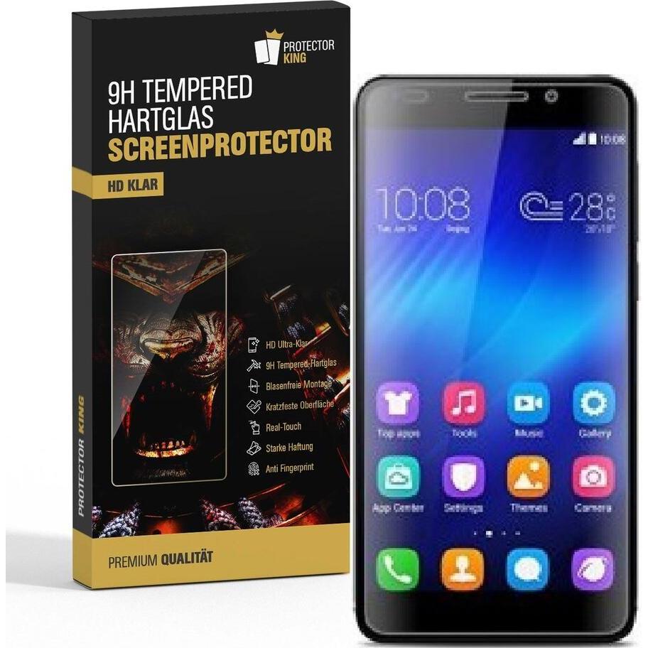 Protectorking 4x echtes Tempered 9H Panzerhartglas 3D KLAR (4 Stück, Honor 6), Smartphone Schutzfolie