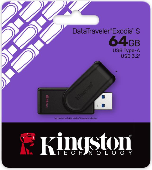 Produktbild Kingston USB-Stick 64GB DataTraveler Exodia S USB 3.2 retail (64 GB, USB-A)