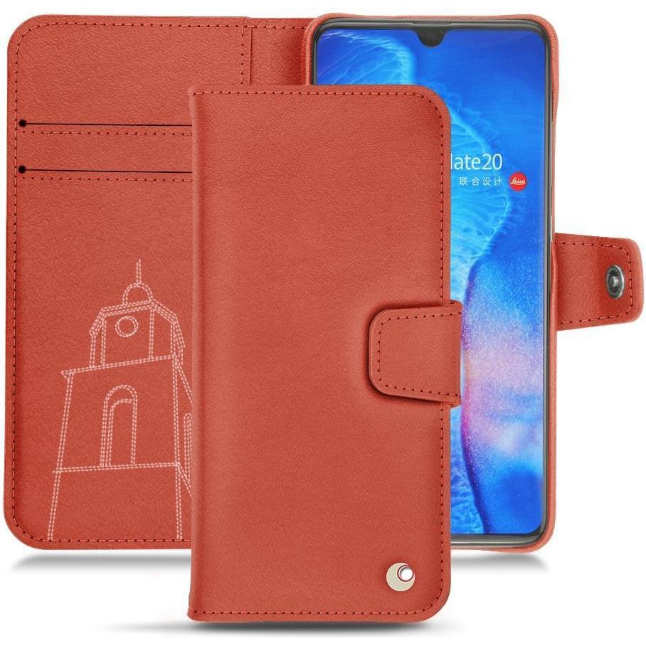 Noreve Lederschutzhülle Wallet (Huawei Mate 20), Smartphone Hülle, Orange