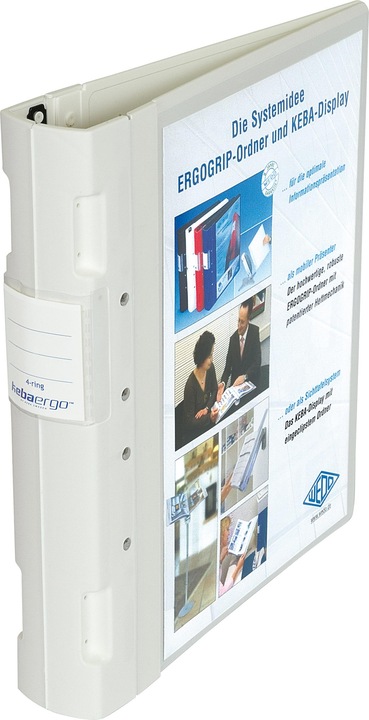 Actual product image Wedo ERGOGRIP presentation folder, DIN A4, 56 mm, white DIN A4, filling height: 50 mm, 4-ring mechanism (A4, 56 mm, 1 x)