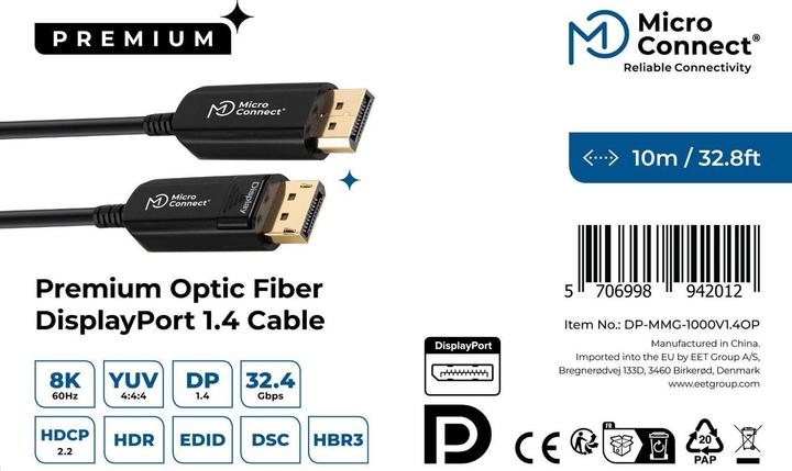Image du produit MicroConnect Câble Premium Optic DP 1.4 10m (10 m)