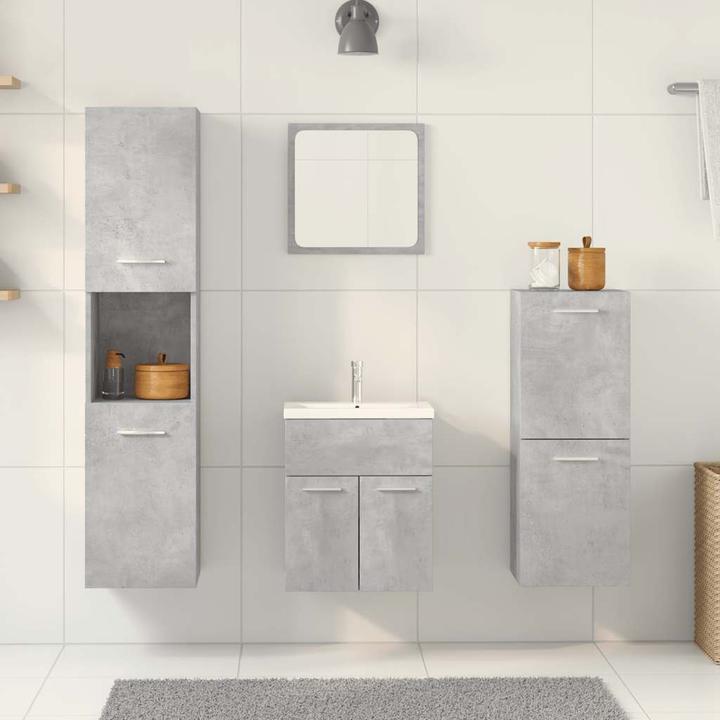 Actual product image vidaXL 4-piece bathroom furniture set concrete grey wood-based bathroom furniture set