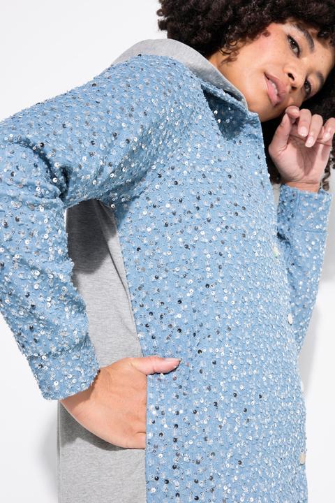 Produktbild Angel of Style Sweatjacke mit Kapuze, vorne Denimoptik, Pailletten, Kapuze (42)