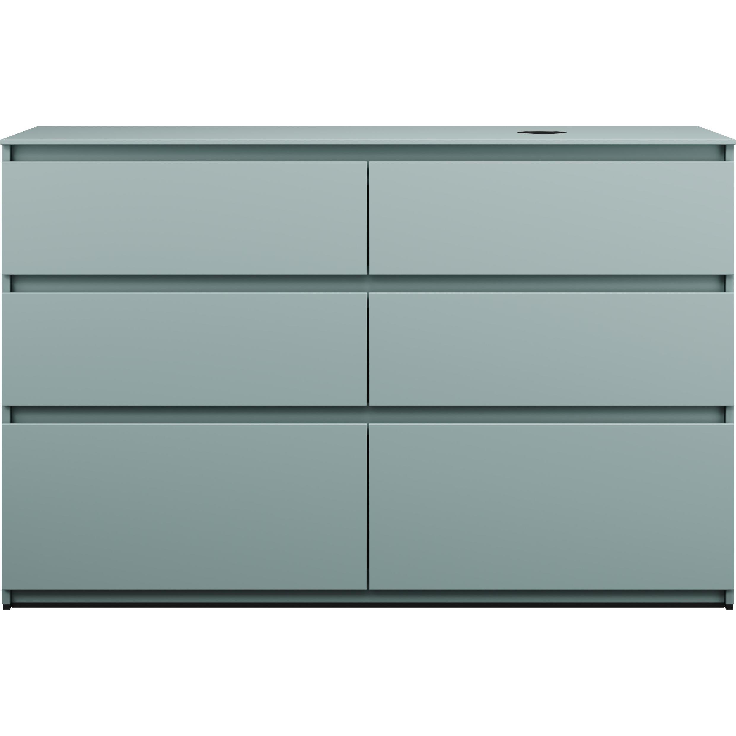 burgbad, Waschbeckenunterschrank, Lin20 Waschtischunterschrank inklusive Konsolenplatte,Beckenausschnitt rechts, 6 Auszü...