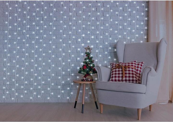 Produktbild Luminea WLAN-LED-Lichtervorhang, 300 LEDs, CCT, App, dimmbar, IP44, 3 x 3 m (3 m)