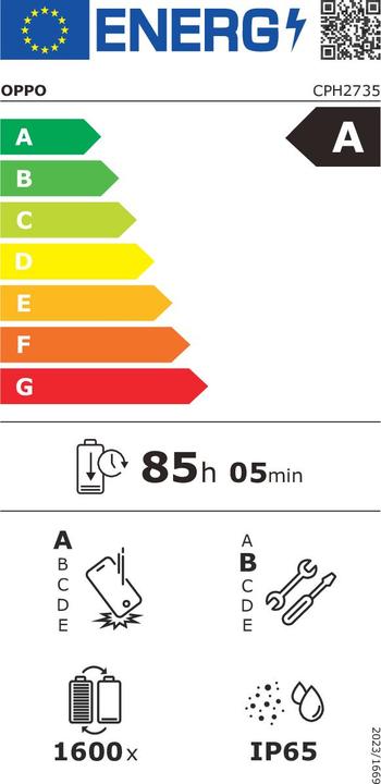 Energie-Label OPPO A5 5G (128 GB, Aurora Green, 6.67", Dual SIM, 4G)