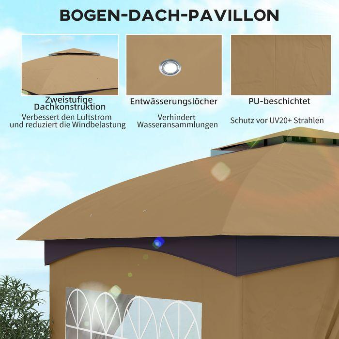 Produktbild Swisshandel24 Pavillon ca. 3,4x3,4 m wasserabweisend, verzinkter Metallrahmen, Beige (335 cm, 335 cm)