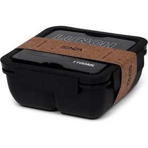 Senza Lunchbox 1100 ml Grano Paglia Nero, Portapranzo, Nero
