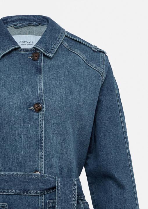 Actual product image Comma Indoor-Jacke Elastischer Denim-Trenchcoat mit aufgesetzten Taschen