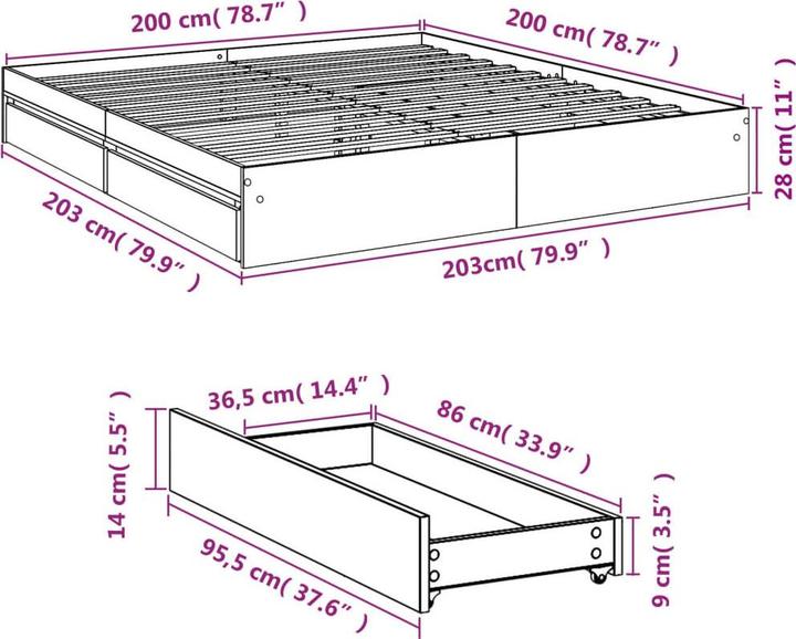 Image du produit vidaXL Bettgestell (200 x 200 cm)