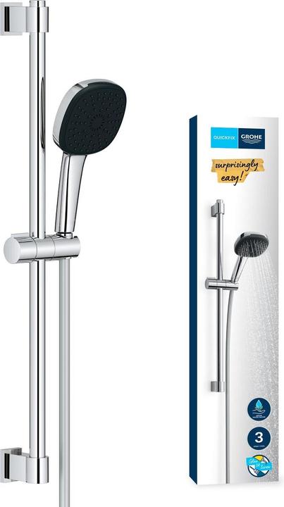 Produktbild Grohe Vitalio Comfort 110 QuickFix Brausestangenset, kleben oder bohren, Länge 600mm, 3 Strahlarten, wasse