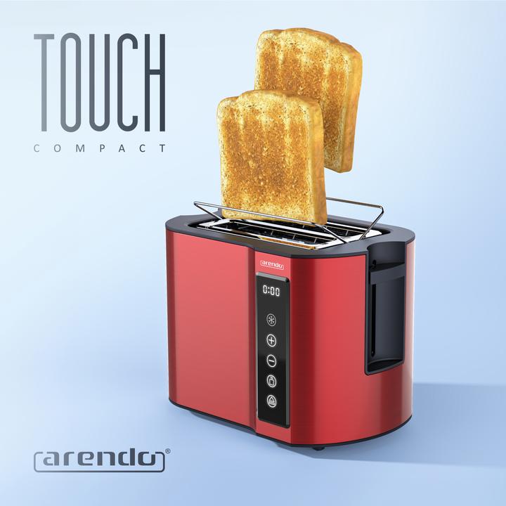 Produktbild Arendo Toaster Edelstahl 2-Scheiben Kurzschlitz, Display mit Restzeitanzeige, Touchpanel, Brötchenaufsatz