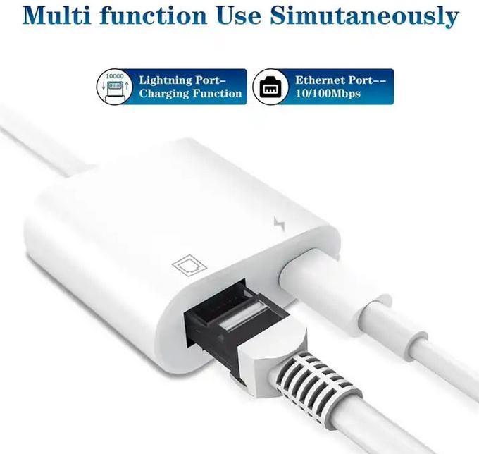 Produktbild PhoneLook Multiport Lightning zu RJ45 Ethernet LAN Adapter mit USB-C Power Anschluss