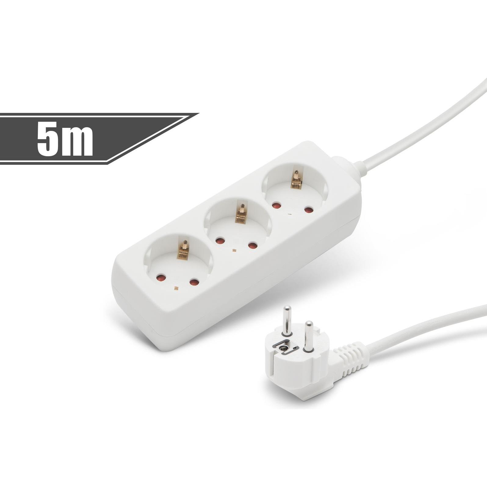 Delight, Ciabatta multipresa, Netzwerkverteiler 3din 5m weiss (3 x)