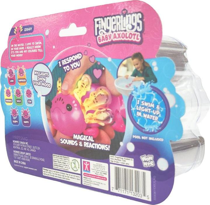 Actual product image WowWee Fingerlings Interactive Baby Axolotl, Ziggy (Magenta), Swims & Lights Up