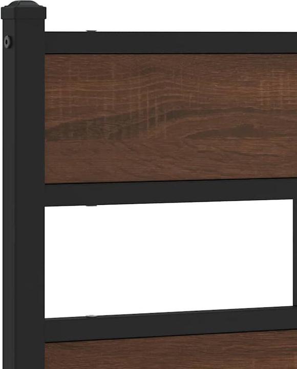 Produktbild vidaXL Bettgestell mit Kopfteil Metallbett Bett Doppelbett Braun Eiche 180x200cm (180 x 200 cm)