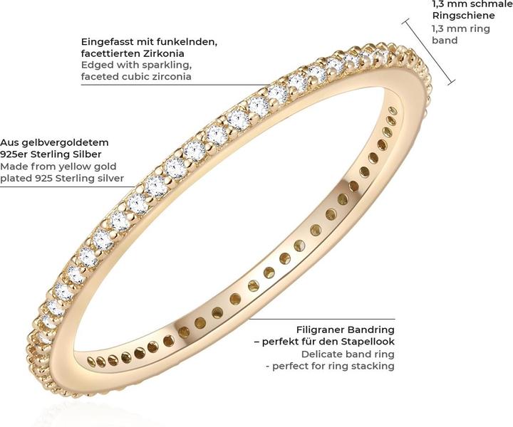 Actual product image Glanzstücke München Ladies Sterling Silver Cubic Zirconia Yellow Gold - 6096 (50, 925 Silver)