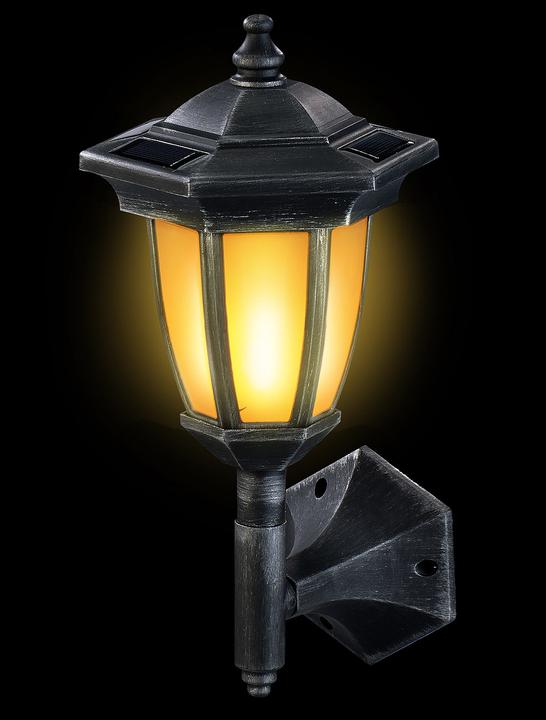 Produktbild Lunartec 2er-Set Solar-LED-Stand- & Wandlaternen mit Flammeneffekt (IP44)
