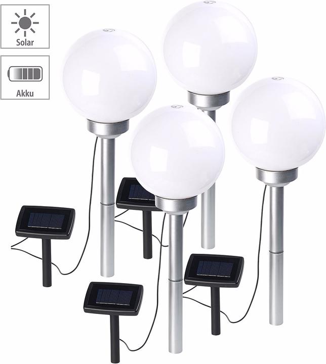 Produktbild Lunartec 4er-Set Solar-LED-Leuchtkugeln mit Erdspiess