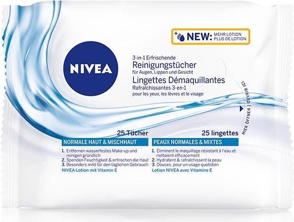 Produktbild NIVEA 3in1 Erfrischende Reinigungstücher (Reinigungstücher, 25000 ml)